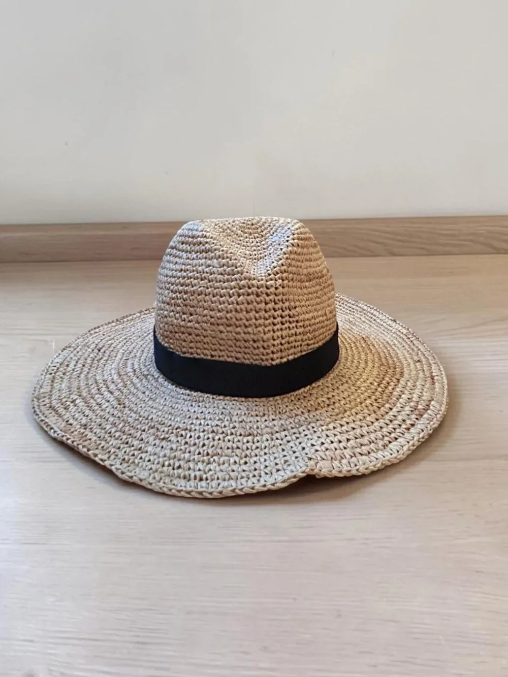 J Crew Wide-Brim Packable Straw Hat M/L